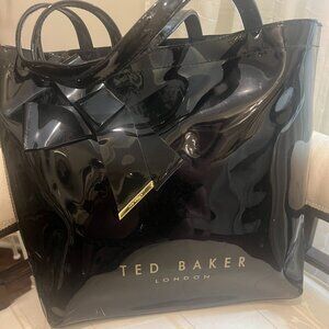 Ted Baker London Black Patent Vinyl Tote Bag – Large Shopper